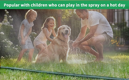150 FT (75FT*2) Flat Sprinkler Hose for Lawn Watering Garden Soaker Hose with Holes, Heavy Duty Lightweight No-Kink Water Hose with Stakes, Irrigation Hose, Great Fun for Kids and Dog