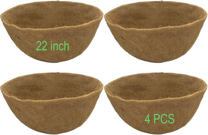 4 PCS 22" x 14" Coco Liners for Planters Round Basket Shaped Coconut Fiber Replacement Liners