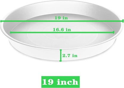 4 Pack of 19 inch Plant Saucer, 2.7" Depth Tray, Large Deep Garden Plastic Flower Planter Plant Trays for Indoors Outdoor Bath Bath (19", Creamy White)