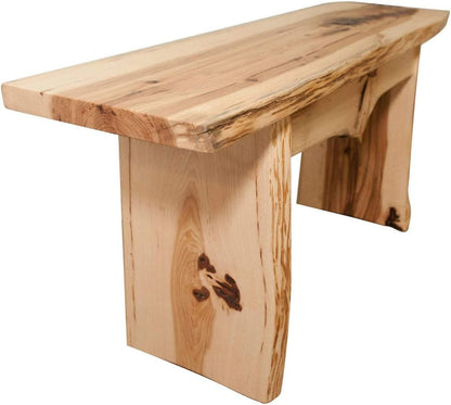 Rustic Red Door Co. Live Edge Wooden Bench - Solid Wood Dining Bench Furniture - Natural Edge Wooden Slab Bench (5' Long, Hickory Wood with Clear Coat)
