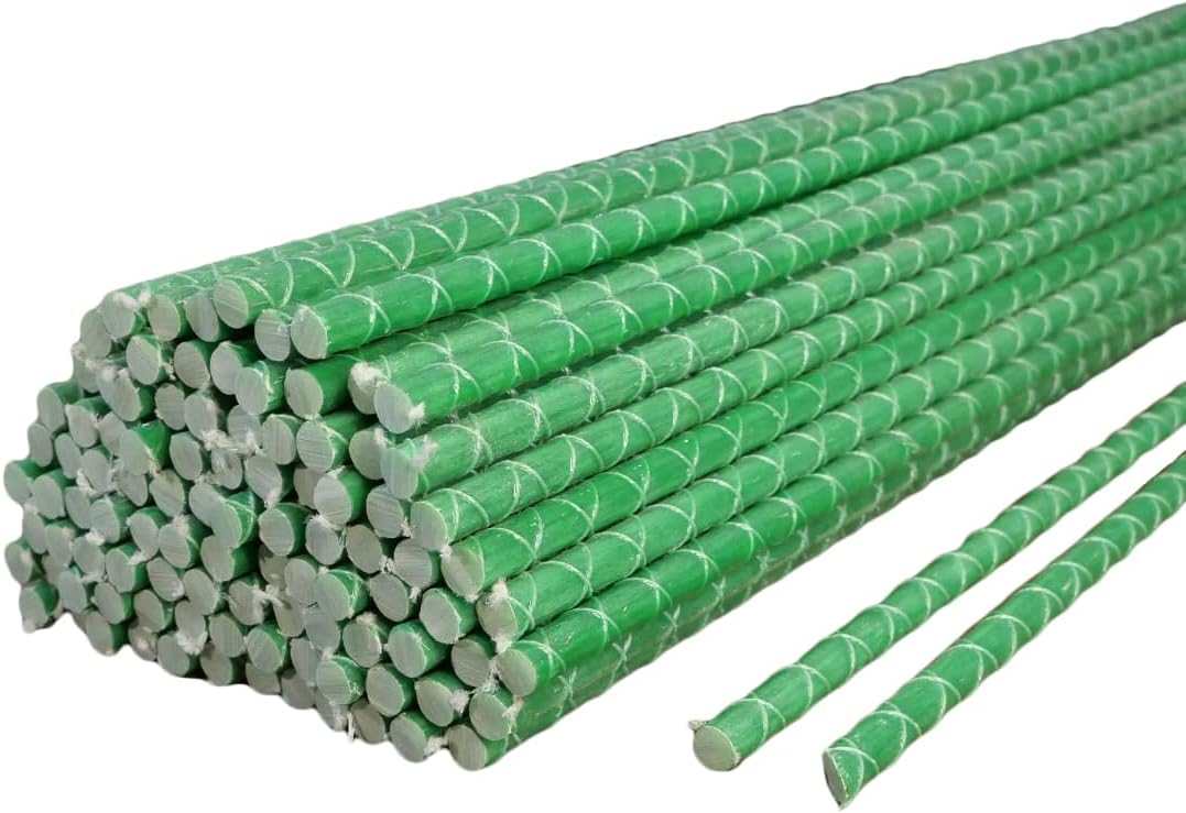 Fiberglass Eco Friendly Garden Stakes (Choose Height/Quantity) – Durable, Lightweight, Tomato, Tree, Strawberry, Plant, Support Fencing Stakes with Patterned Surface 5/16" Diameter (10, 4)
