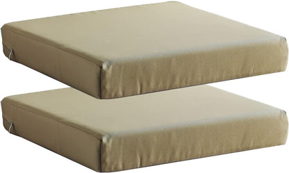 Patio Chair Cushions Non Slip Bottom Chair Pad with TiesSet of 2 Waterproof Square Outdoor Seat Cushion Replacement for Garden Swing Furniture 18x18 Inch, Light Khaki