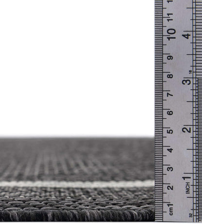 Unique Loom Outdoor Border Collection Area Rug - Soft Border (10' Square Black/Ivory)