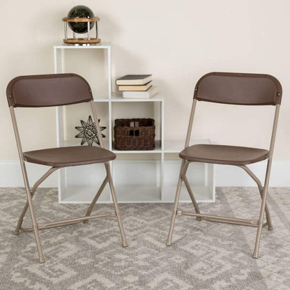 Flash Furniture Hercules™ Series Plastic Folding Chair - Brown - 2 Pack 650LB Weight Capacity Comfortable Event Chair-Lightweight Folding Chair