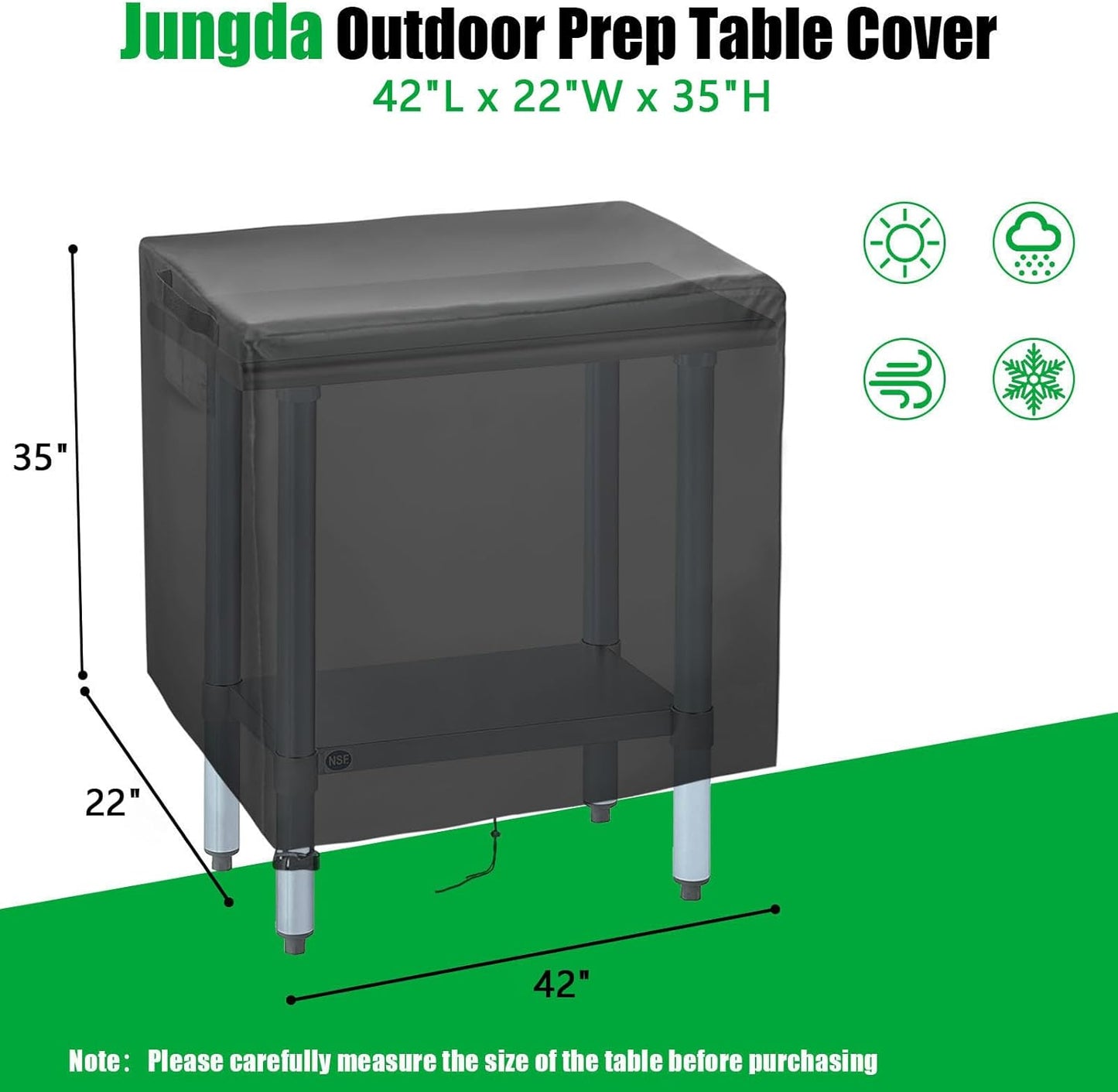 Outdoor Table Cover 42 Inch,Waterproof Patio Prep Table Covers, Outdoor Rectangle Bar Table Cover for Outdoor Furniture - 42 x 22 x 35 Inch