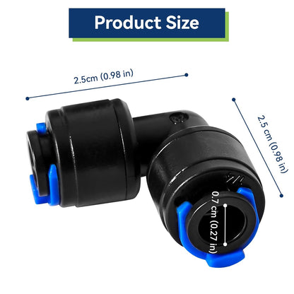 20 Pack 1/4" Universal 90 Degree Elbow Fitting, Quick Connect Universal Drip Irrigation Tubing Coupling Valve, Connector Locking Fitting for Sprinkler or Drip Irrigation System