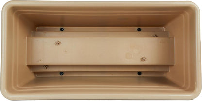 The HC Companies Deck Railing Planter Box w/Removable Drain Plugs - Lightweight & Weatherproof Plastic Flower Box - Balcony Planters for Railing and Fence (24”, Sandstone)