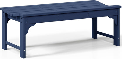 Outdoor Benches Weatherproof, All Weather Resistant Park Bench Poly Lumber Backless Garden Bench Seat for Entryway Front Porch, Navy Blue