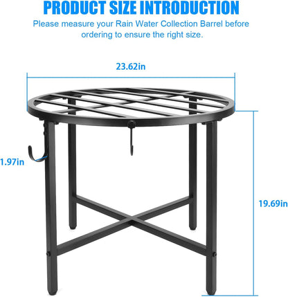 Z8 Rain Barrel Stand with Bucket & Hose Hooks Heavy Duty Water Collection Base Suitable for 45/50/55 Gallon Outdoor Rain Barrel