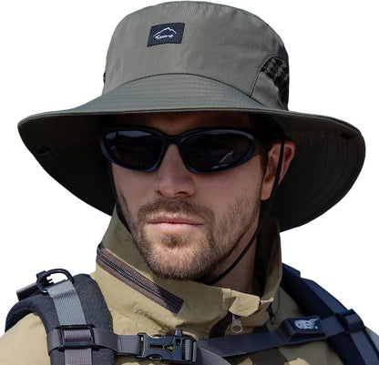 Fishing Hat, UPF50+ Wide Brim Sun Hat for Men Women, UV Protection Hiking Beach Bucket Hats Summer Safari Hat