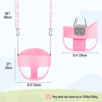 RedSwing High Back Toddler Bucket Swing Seat with Coated Chains, Heavy Duty Kids Swing Set Accessory Tree Straps Included for Outside, Playground, Backyard, Pink