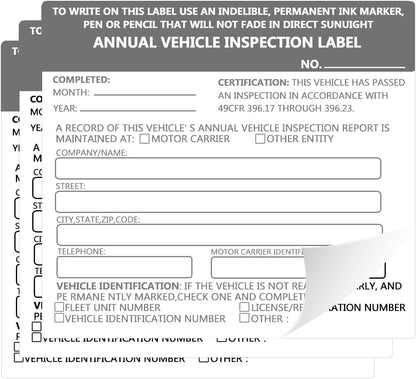 Annual Vehicle Inspection Report Form Dot Annual Inspection Forms and Stickers, 25-pk 3-Ply Carbonless Adhesive Vinyl Label 2-Ply, Driver Vehicle Inspection Report Book for Truck Drivers