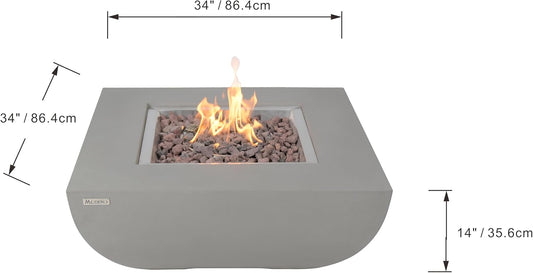 AMS Fireplace | Modeno | Westport | Firepit Table | Cover and Lava Rocks Included | (Fuel: Natural Gas - Light Gray)
