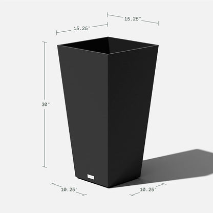 Veradek V-Resin Indoor/Outdoor Taper Planter, Set of 2 (30 inch, Black)