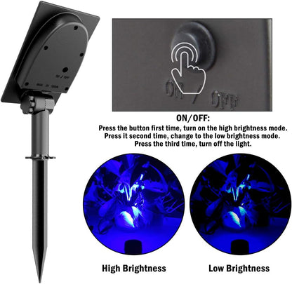 T-SUNUS Halloween Solar Spot Lights Blue Metal Outdoor Spotlights with 9.8ft Cable, IP65 Waterproof, Separated Panel for Yard Driveway Pathway Pool Christmas Tree Patio Landscaping Wall Flag Trees