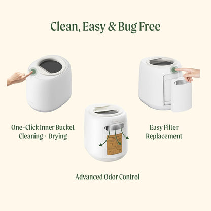 Vego Kitchen Composter, 4L Electric Composter Countertop 5 Modes Weight-Based Smart Compost Bin with App Odorless Auto-Cleaning Food Waste Compost Machine Indoor, Black