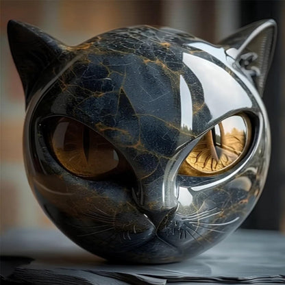 Luxury Black Cat Stone Sculpture, Elegant Home Décor & Gift-Ready Art Piece, Hand-Carved Crystals and Healing Stones Carved, Cute Decoration Gemstones Gifts for Cat Lovers Women Men (E)