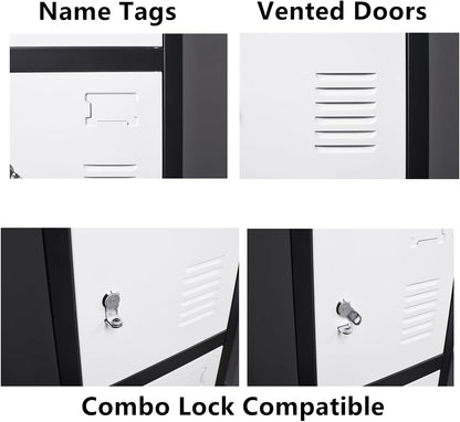 71" Heavy-Duty Steel Locker Cabinet (6-Door 6-Tier) - Secure Storage for School Lockers, Office Employee, Gym & Home Organization - Industrial Metal Lockers
