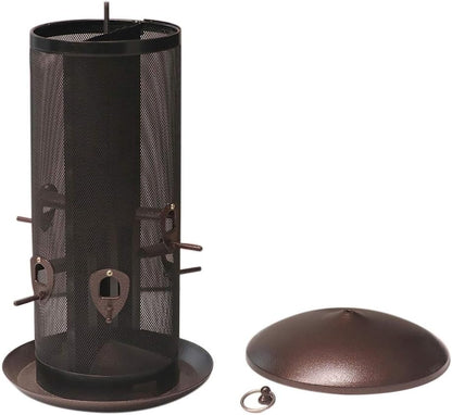 Nature's Rhythm Metal Hopper Bird Feeder, Dual Seed Compartments, 10 Feeding Ports, Holds 10lbs Seed, Attracts Cardinals, Titmice, Nuthatches