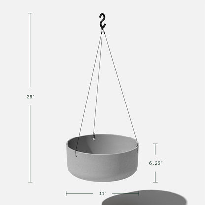Veradek Mason Series Hanging Kona Planter - Round Planter for Outdoor Balcony/Patio | Made from Plastic-Stone Composite with Hanging Attachment | Modern Décor for, Flowers, Succulents, Small Plants