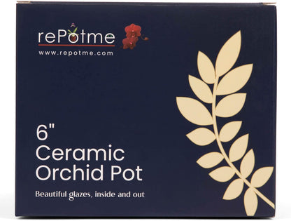 rePotme 6" Pinwheel Fluted Ceramic Plant Pot (Honey Cream Over Copper) - Great for Orchids, Succulents, and All Indoor Plants