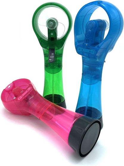 Water Misting Fans Portable Personal Handheld Spray Fan Cooling Outdoor Cooler, Pack of 3 (Blue/Green/Pink)