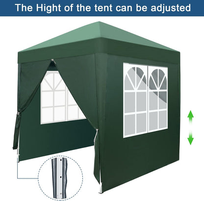 Outvita 6.5x6.5ft Pop Up Canopy Tent, Outdoor Instant Shelter Folding Canopy with 4 Side Walls and Carry Bag for Commercial Events, Party, Backyard BBQ, Camping Green