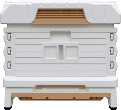 Ergo Insulated 10 Frame Bee Hive Set [NO Frames Included] (Single Hive, White Body Yellow Entrance)