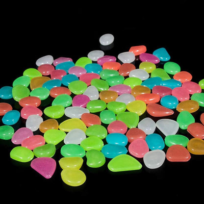 Oubest Glow in The Dark Pebbles/Glow Stones/Glowing Rocks Blue Decor for Garden/Fish Tank/Aquarium/Walkway/Driveway/Plant Pots/Bonsai (200, Multi-Colored)