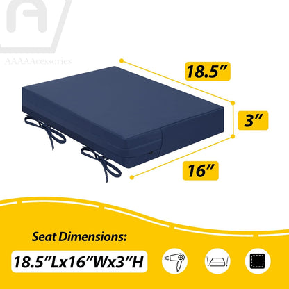 AAAAAcessories Outdoor Seat Cushions for Chairs, Waterproof, Fade-Resistant Patio Furniture Replacement Cushions, 18.5" x 16" x 3", Set of 4, Navy Blue