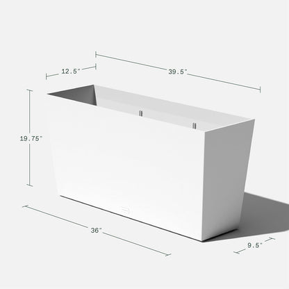 Veradek Midori Long Trough Planter (White, 39 inch - 2 Pack with 2 Saucer Trays)