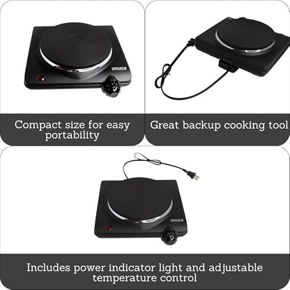 IMUSA Single Electric Hot Plate, Black