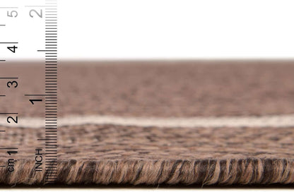 Unique Loom Outdoor Border Collection Area Rug - Soft Border (2' x 8' Runner, Brown/ Ivory)