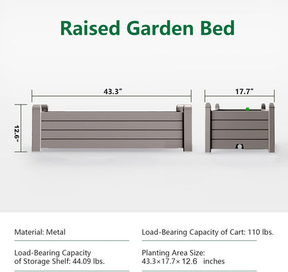 Elevated Raised Garden Bed,Outdoor Large Resin Patio Planter Box Stand Divisible with Drain Plug,Water Monitor for Plants Vegetables Flowers Fruits(Grey)