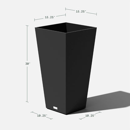 Veradek V-Resin Indoor/Outdoor Taper Planter (Black, 30 inch - 2 Pack with 2 Saucer Trays)