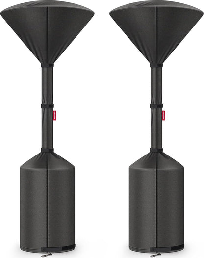 QH.HOME Winter Patio Heater Covers, [2025 Upgraded Tear-Resistant Fabric] Waterproof with Robust Zipper ,Height fit 87"-92",Dustproof/Wind/Sunlight/Snow-Resistant, 2 Pack-Black