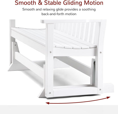 Stoog Outdoor Glider, 2 Person All-Weather Glider Bench with 800 lbs Weight Capacity, Never Fade or Rot, for Backyard, Garden, Deck, and Poolside, White