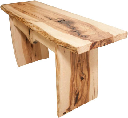 Rustic Red Door Co. Live Edge Wooden Bench - Solid Wood Dining Bench Furniture - Natural Edge Wooden Slab Bench (4' Long, Hickory Wood with Clear Coat)