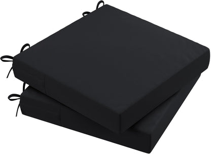 AAAAAcessories Outdoor Seat Cushions for Chairs, Waterproof, Fade-Resistant Patio Furniture Replacement Cushions, 18" x 18" x 2", Set of 2, Black