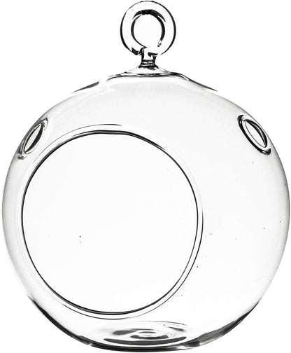 WGV Hanging Terrarium Globe, Width 3", Height 4", DIY Air Succulent Planter, Clear Glass Vase Orb with Flat Bottom, Candle Holder for Windowsill Outdoor Garden Decor, 1 Piece