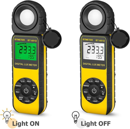 BTMETER BT-881E Digital Illuminance/Light Meter, Measure Lights 0.01~300,000 Lux (0.01~30,000 FC) Foot Candles, Par Meter Luxmeter for Plants Aquarium Light Tester