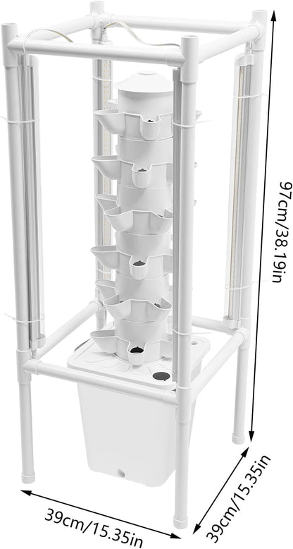 Hydroponics Vertical Growing Kit with Grow Lights 30 Plant Garden Hydroponic Growing System Outdoor Outdoor Indoor Vertical Garden Planter Tower with Automatic Watering for Herbs Fruits Vegetables