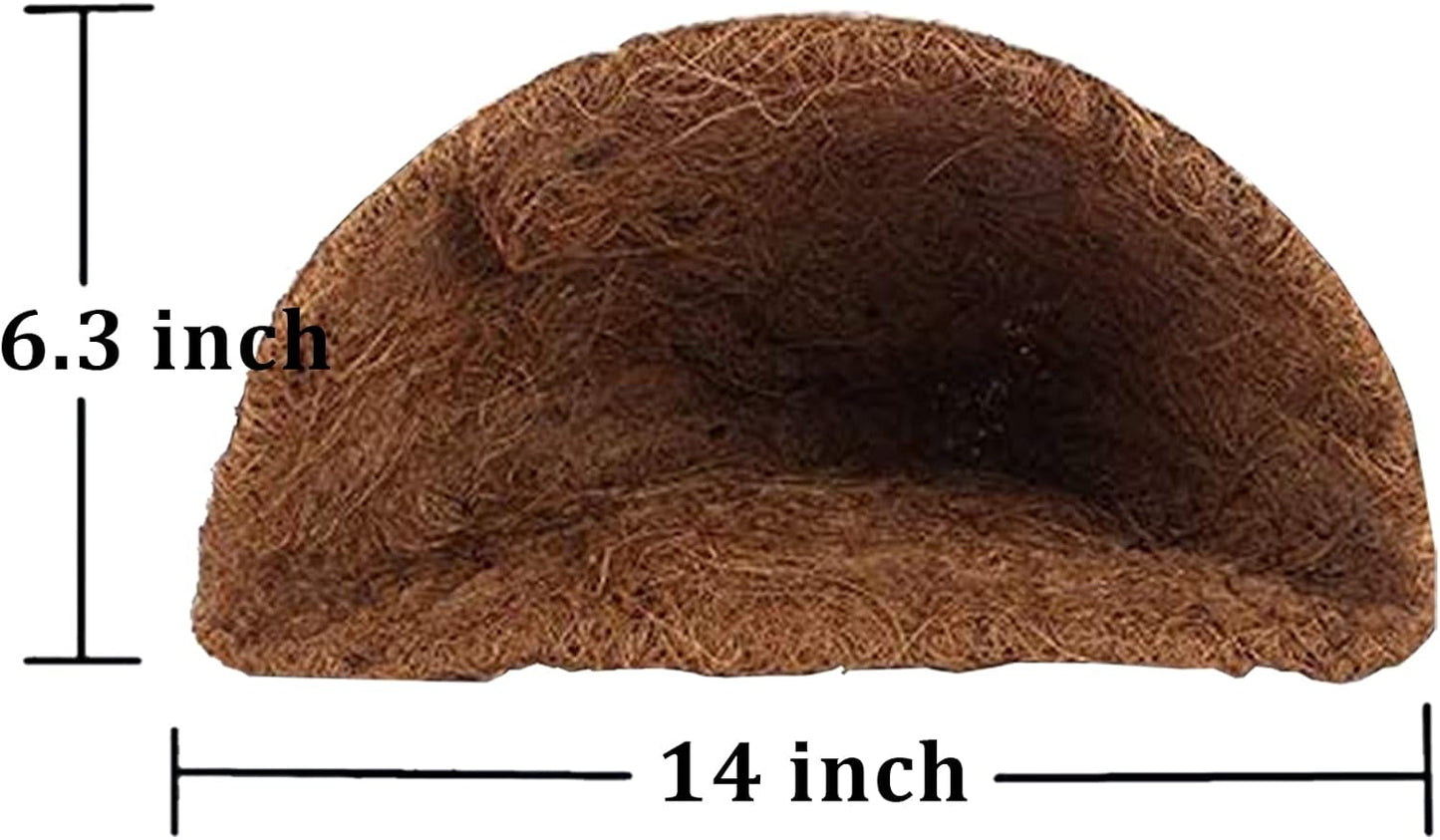 14 inch Coco Liner for Planters, 2PCS Half Round Replacement Plant Basket Liners Coco Fiber Liner for Hanging Basket Wall Flower Basket, Half Circle Wall Planter