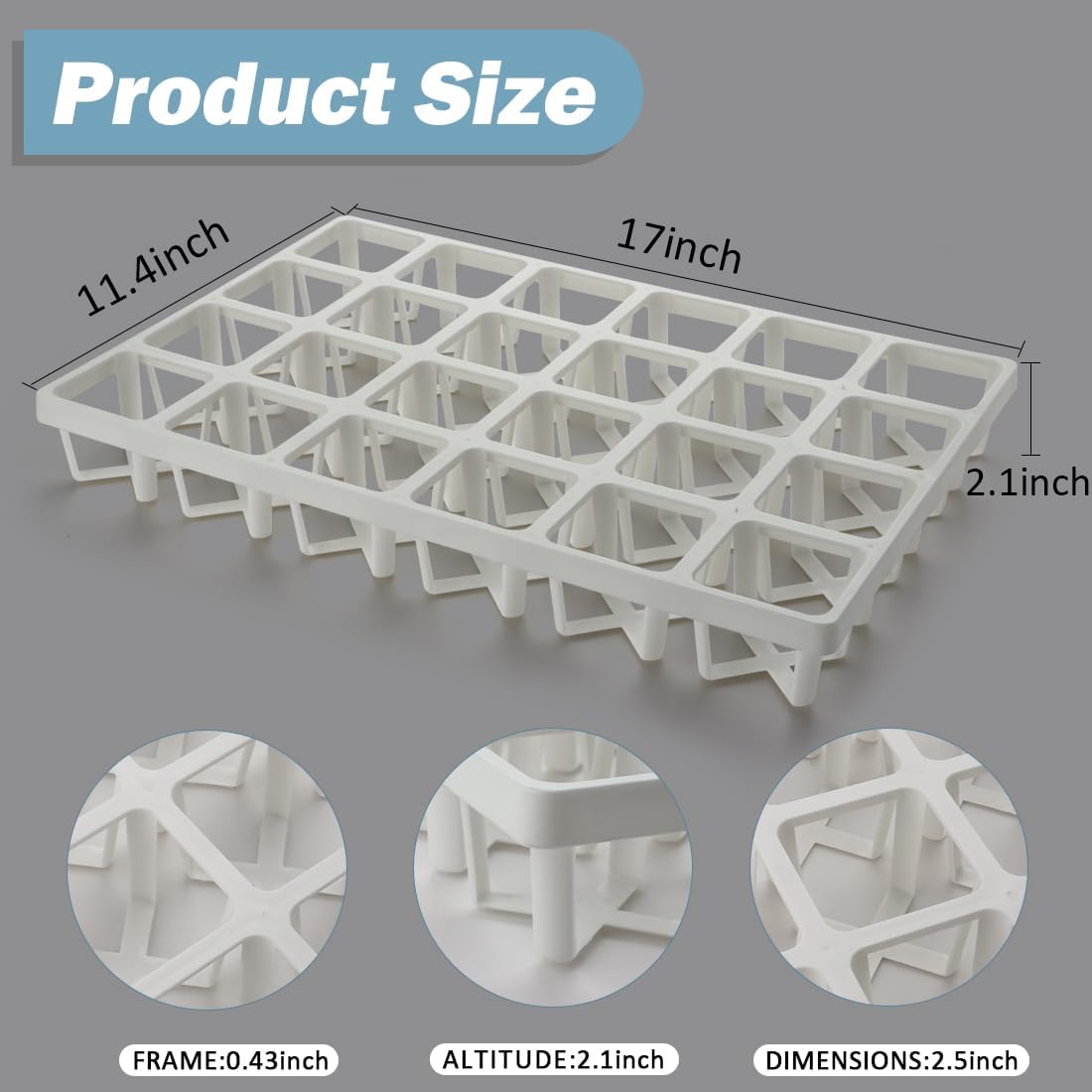 5 Pack Planting Pots Moving Trays for 3 inch(2.7 inch for Exact) Square Nursery Pots, 24 Cell Pots Carrier Holders(White)