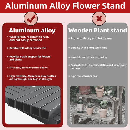 Versatile 3-Tier Metal Plant Stand, Ladder Designed, Heavy-Duty Utility Storage Rack for Indoor & Outdoor Use, Decorative Plant Display for Home, Garden, Patio, and Balcony.