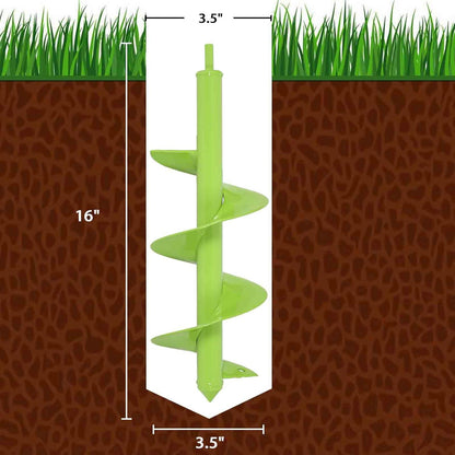 TCBWFY Auger Drill Bit for Planting 3.5"x16",Extended Length Garden Auger Spiral Drill Bit for Planting Bulbs Flowers,Planting Auger for Drill Post Hole Digger for 3/8”Hex Drive