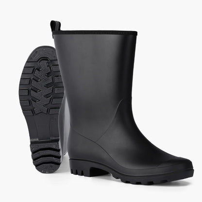 Mid Calf Rain Boots Women Waterproof PVC Womens Rubber Rain Boot Seamless Rain Footwear Outdoor Garden Work Walking