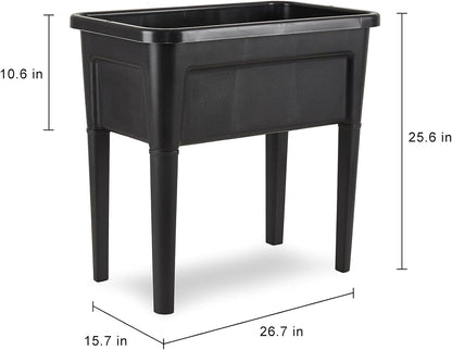 4 Pcs Plastic Raised Garden Beds with Legs，16 Gallon Outdoor Elevated Garden Planter Box，Perfect for Flowers, Vegetables, and Herbs