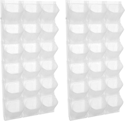 Self Watering Outdoor Wall Mounted Planter Vertical Garden with 36 Pockets Plastic Plant Grow Pots for Hanging Flower Herbs Vegetables Home Indoor Outdoor White