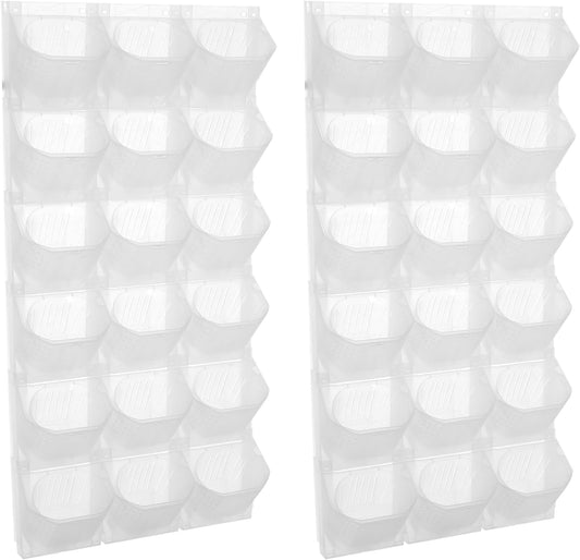 Self Watering Outdoor Wall Mounted Planter Vertical Garden with 36 Pockets Plastic Plant Grow Pots for Hanging Flower Herbs Vegetables Home Indoor Outdoor White